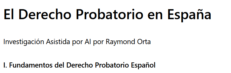 El Derecho Probatorio en España